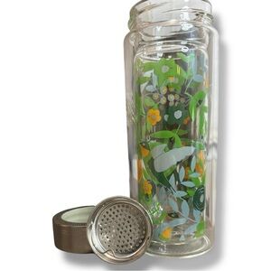 New Borosilicate Floral Glass Insulated Tea Infuser Bottle